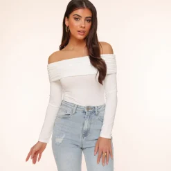 Olivia & Kate Tops-Witte Off Shoulder Ls-Top