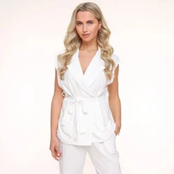 Olivia & Kate Gilets-Witte Oversized Linnen Viscose-Gilet