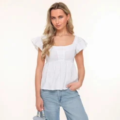Olivia & Kate Tops-Witte Ruffel Ss Mouwen-Top