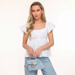 Olivia & Kate Tops-Witte Ruffel Ss Mouwen-Top