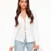 Olivia & Kate Tops-Witte Satijnen Strikjes-Top
