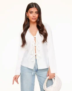 Olivia & Kate Tops-Witte Satijnen Strikjes-Top