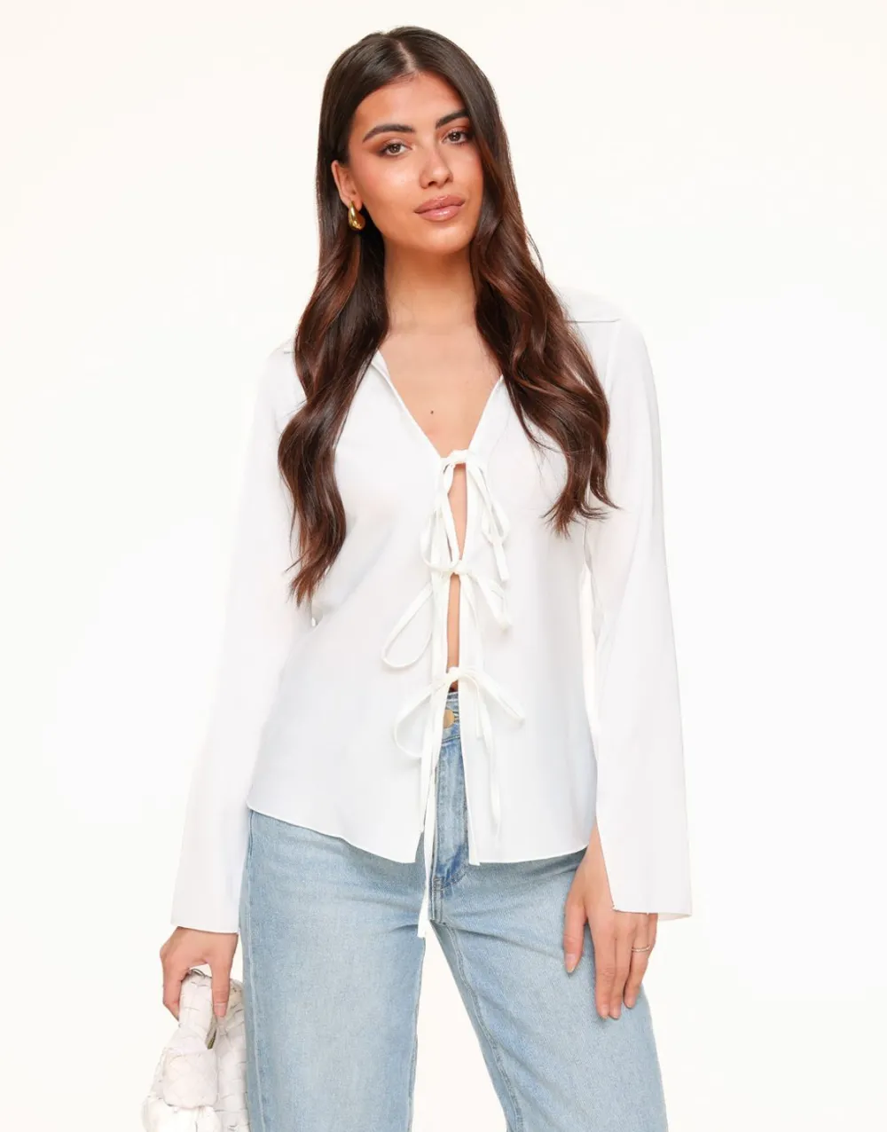 Olivia & Kate Tops-Witte Satijnen Strikjes-Top