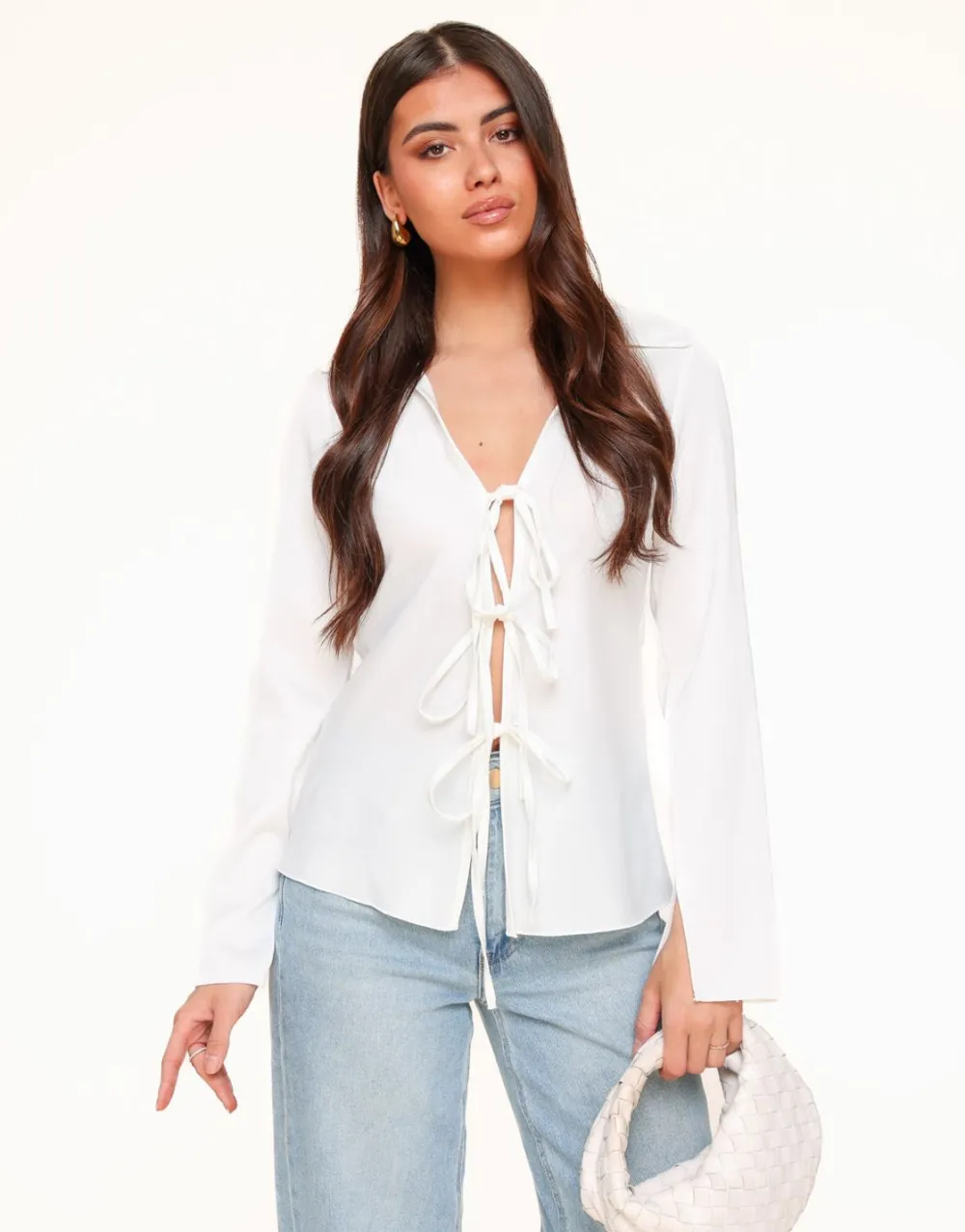 Olivia & Kate Tops-Witte Satijnen Strikjes-Top