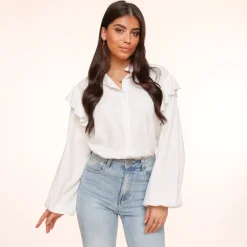Olivia & Kate Tops-Witte Schouder Ruffel-Blouse