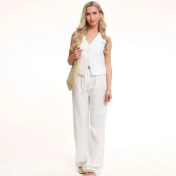 Olivia & Kate Broeken-Witte Tall Linnen-Broek
