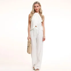 Olivia & Kate Broeken-Witte Tall Linnen-Broek