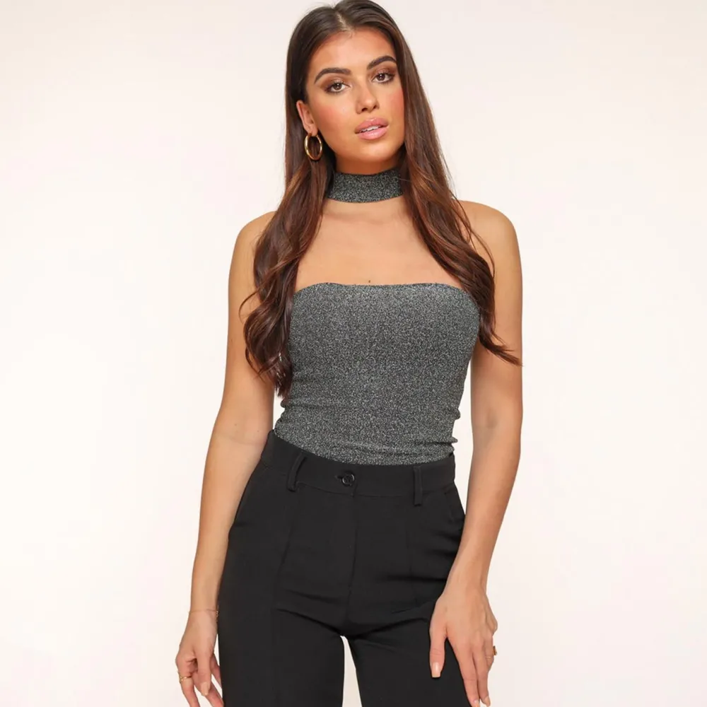 Olivia & Kate Tops-Zilveren Glitter Choker-Top