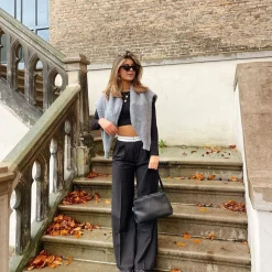 Olivia & Kate Tops-Zwarte Basic Ls Cropped-Top
