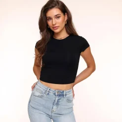 Olivia & Kate Tops-Zwarte Cropped Ss-Top