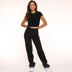 Olivia & Kate Tops-Zwarte Cropped Ss-Top