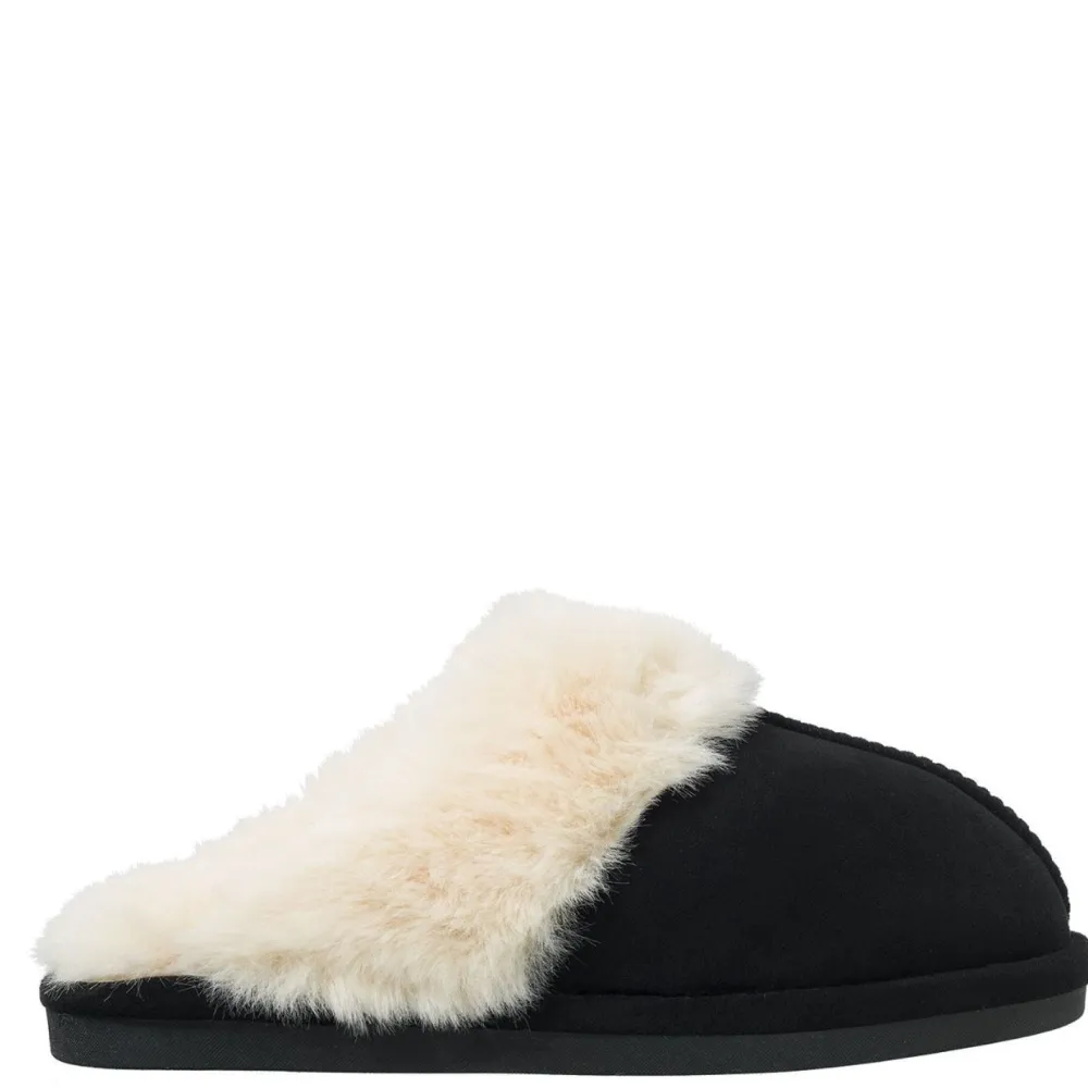 Olivia & Kate Pantoffels-Zwarte Fluffy-Pantoffels
