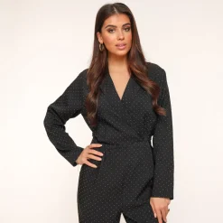 Olivia & Kate Jumpsuits-Zwarte Glitter Stenen Lange Mouwen-Jumpsuit