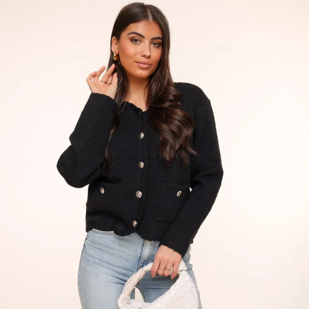 Olivia & Kate Vesten-Zwarte Gouden Knopen Details Ls-Vest