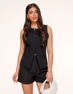 Olivia & Kate Tops-Zwarte Hoge Knopen-Gilet