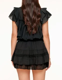 Olivia & Kate Tops-Zwarte Ruffel Detail-Top